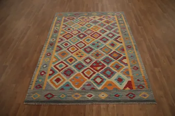 Trellis Wool Geometric Kilim Handwoven Rug 5x7