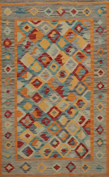 Geometric Kilim Vegetable Dye Rug 4x6