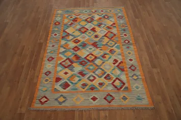 Geometric Kilim Vegetable Dye Rug 4x6