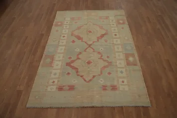 Vegetable Dye Wool Kilim Handwoven Rug 4x6