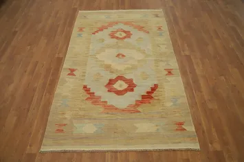 Geometric Wool Kilim Handwoven Rug 4x6
