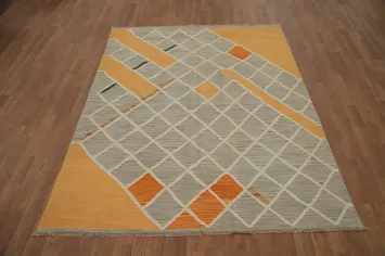 Trellis Wool Kilim Vegetable Dye Rug 5x7