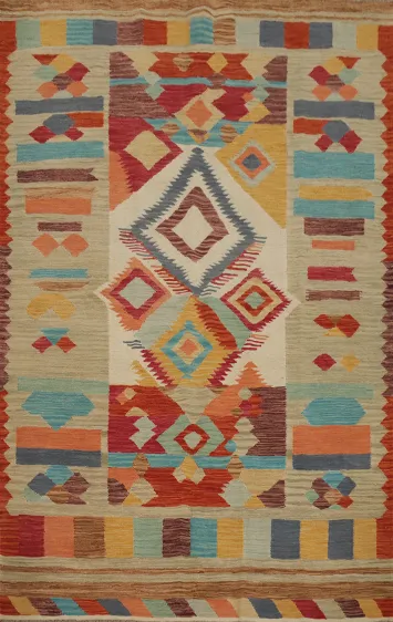 Tribal Wool Kilim Vegetable Dye Rug 5x6