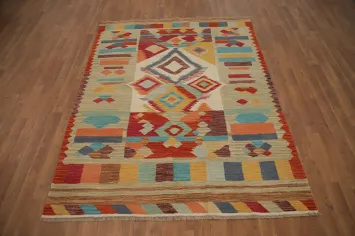 Tribal Wool Kilim Vegetable Dye Rug 5x6