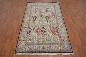 Vintage Silk Kashmir Handmade Wool Area Rug 6x10