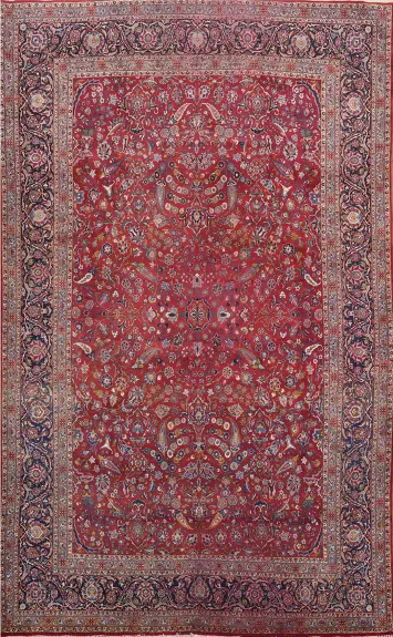 Traditional Red Kashan Persian Area Rug 9x13
