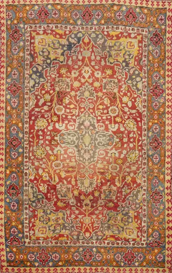 Antique Vegetable Dye Oushak Turkish Area Rug 7x9