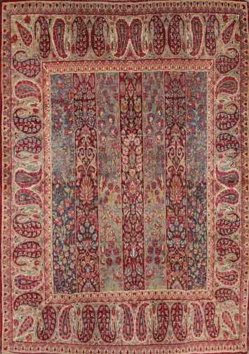 Antique Vegetable Dye Kerman Persian Rug 5x6