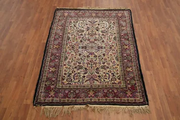 Vegetable Dye Floral Mashad Persian Rug 5x6