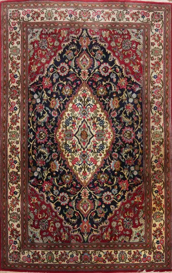 Traditional Wool Vegetable Dye Qum Persian Rug 5x7