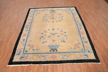 Vegetable Dye Floral Art Deco Chinese Area Rug 8x10