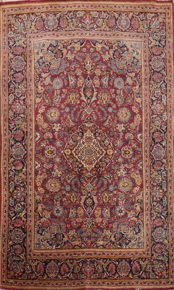 Antique Vegetable Dye Kashan Dabir Persian Rug 4x7