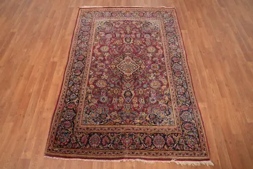 Antique Vegetable Dye Kashan Dabir Persian Rug 4x7