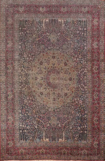 Antique Vegetable Dye Kerman Persian Large Rug 12x16