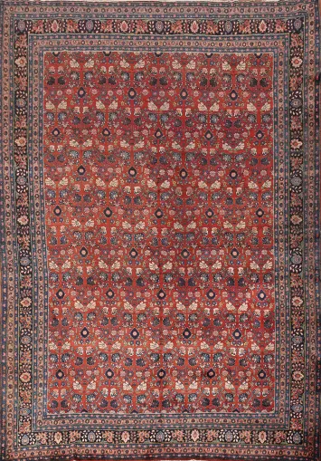 Vegetable Dye Floral Bidjar Persian Large Rug 11x14