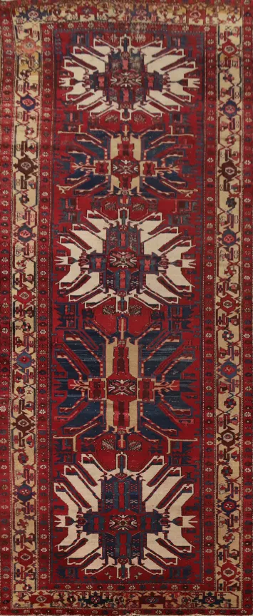 Vegetable Dye Red Wool Gharajeh Persian Area Rug 5x14