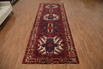 Vegetable Dye Red Wool Gharajeh Persian Area Rug 5x14