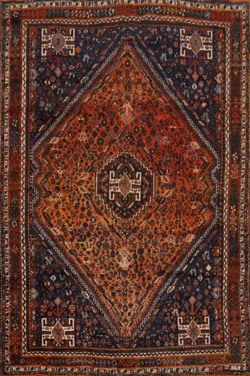 Antique Vegetable Dye Shiraz Persian Area Rug 7x10