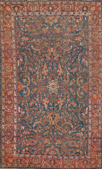 Pre-1900 Antique Vegetable Dye Sultanabad Persian Area Rug 7x10