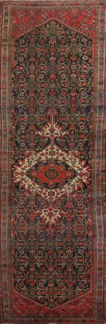 Antique Vegetable Dye Bibikabad Persian Runner Rug 3x13