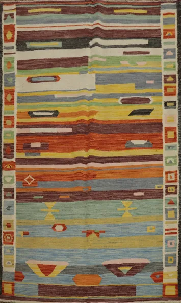 Tribal Wool Kilim Vegetable Dye Rug 4x6