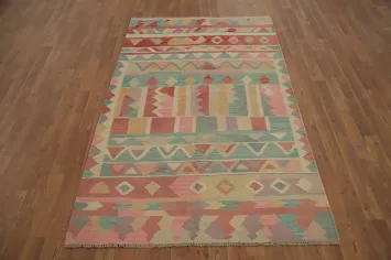 Tribal Wool Kilim Vegetable Dye Rug 4x6