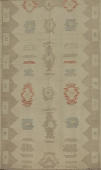Vegetable Dye Wool Kilim Handwoven Rug 5x7