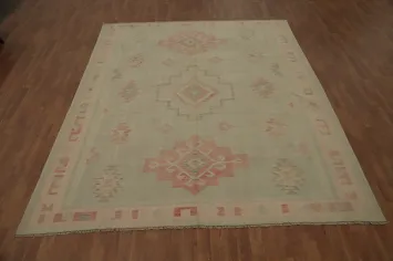 Vegetable Dye Geometric Kilim Flat Weave Area Rug 8x10