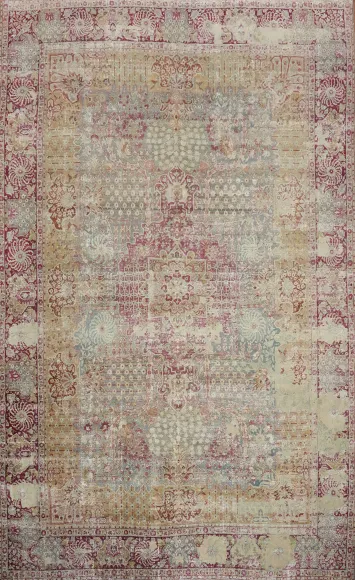Pre-1900 Antique Kerman Ravar Vegetable Dye Persian Rug 15x20
