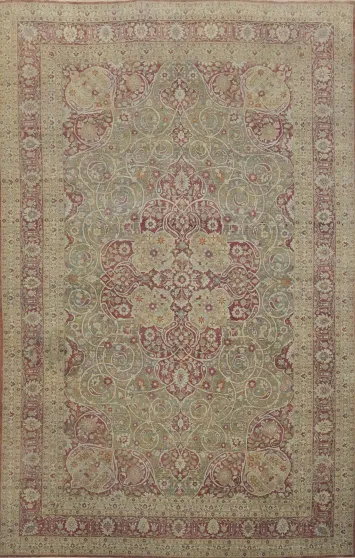 Pre-1900 Vegetable Dye Tabriz Haj Jalili Persian Large Rug 11x16