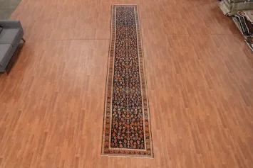 Antique Vegetable Dye Bidjar Persian Runner Rug 3x18