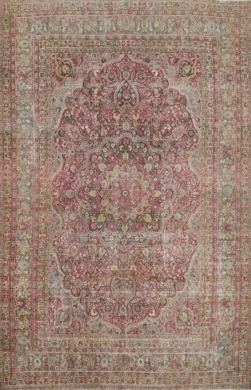 Antique Vegetable Dye Mashad Persian Area Rug 8x11