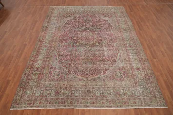 Antique Vegetable Dye Mashad Persian Area Rug 8x11