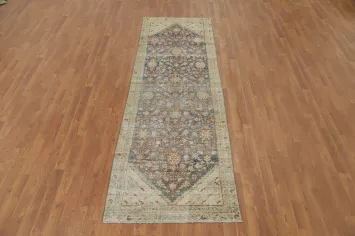 Antique Vegetable Dye Mashad Persian Runner Rug 3x9