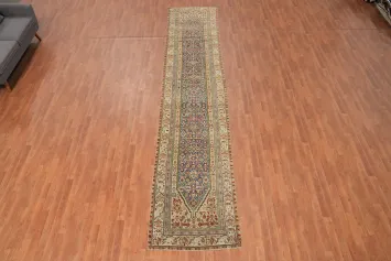 Pre-1900 Vegetable Dye Malayer Persian Runner Rug 3x16