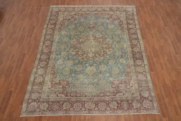 Antique Aqua Vegetable Dye Tabriz Persian Area Rug 8x11