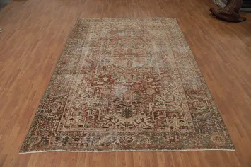 Pre-1900 Vegetable Dye Heriz Serapi Persian Area Rug 8x12