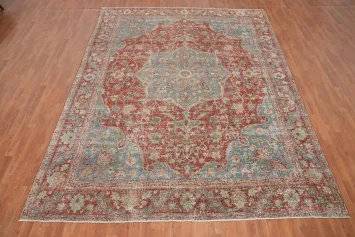 Antique Vegetable Dye Sarouk Persian Area Rug 9x12