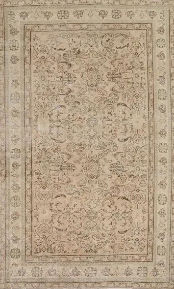 Distressed Wool Tabriz Persian Area Rug 7x11
