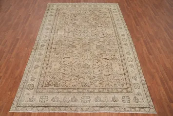 Distressed Wool Tabriz Persian Area Rug 7x11