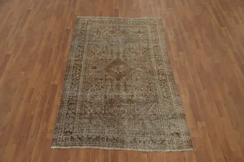 Antique Geometric Tabriz Persian Rug 4x7