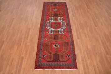 Red Wool Ardebil Persian Runner Rug 3x9