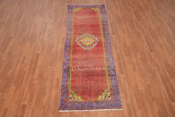 Vintage Geometric Hamedan Persian Runner Rug 3x9