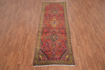 Vintage Wool Hamedan Persian Runner Rug 3x10