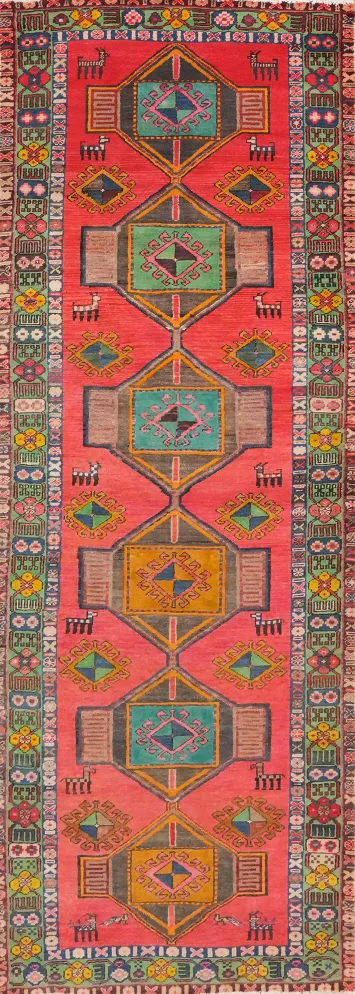 Animals Wool Design Ardebil Persian Runner Rug 3x10