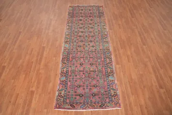 Pink Geometric Hamedan Persian Runner Rug 3x10