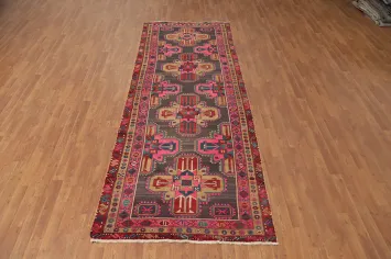 Handmade Wool Meshkin Persian Runner Rug 4x11