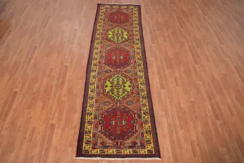 Vintage Geometric Ardebil Persian Runner Rug 3x11