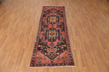 Vintage Geometric Heriz Persian Runner Rug 3x10