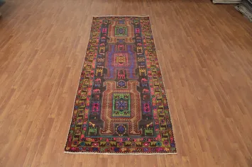 Tribal Wool Animals Design Meshkin Persian Runner Rug 4x11